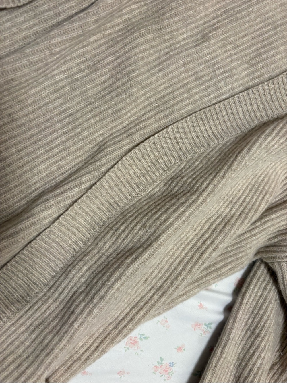 Plush Cashmere Rib-Knit Cardigan - Cream Nap originally $399 - Picture 4 of 6